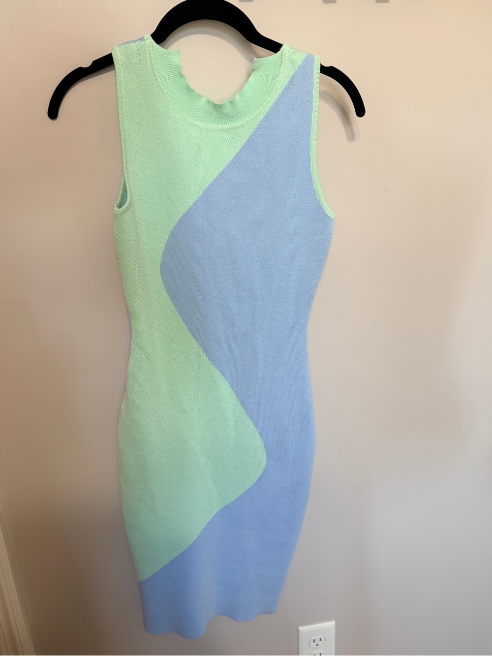 Commense Mint Green & Light Blue Sleeveless Knit Mini Dress